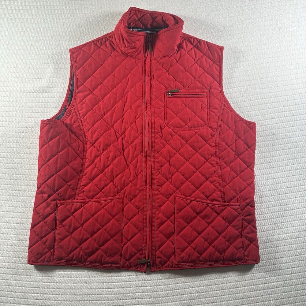 VAN HEUSEN Women’s Large Red Quilted Puffer Vest Zip Front Pockets Casual